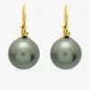Boucles d'oreilles dormeuses or jaune 750‰ et perle de culture de Tahiti 9 mm SO OR