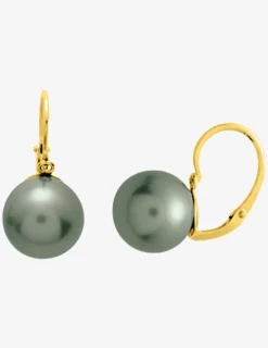 Boucles d'oreilles dormeuses or jaune 750‰ et perle de culture de Tahiti 9 mm SO OR