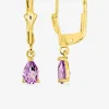 Boucles d'oreilles dormeuses or jaune 375 ‰ et améthyste SO OR