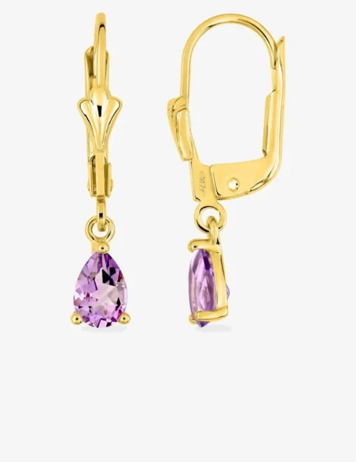 Boucles d'oreilles dormeuses or jaune 375 ‰ et améthyste SO OR