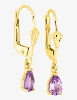 Boucles d'oreilles dormeuses or jaune 375 ‰ et améthyste SO OR
