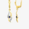 Boucles d'oreilles dormeuses or jaune 750 ‰, saphir et rhodium SO OR