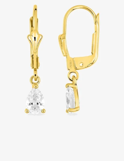 Boucles d'oreilles dormeuses or jaune 750 ‰, oxyde de zirconium SO OR