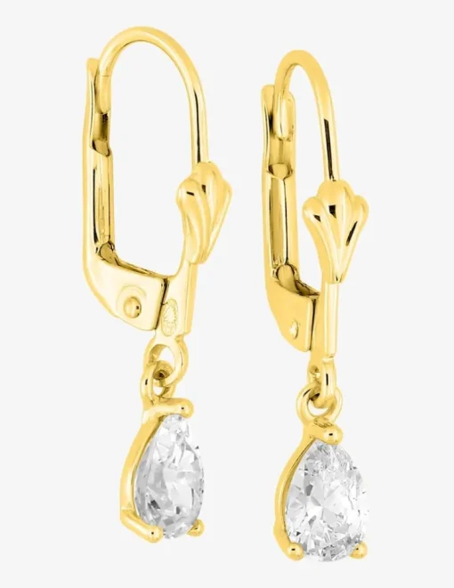 Boucles d'oreilles dormeuses or jaune 750 ‰, oxyde de zirconium SO OR