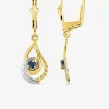 Boucles d'oreilles dormeuses or jaune 375 ‰, rhodium et saphir SO OR