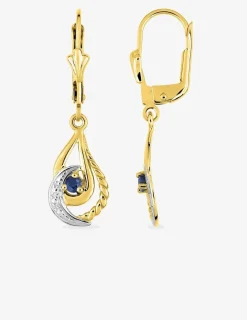 Boucles d'oreilles dormeuses or jaune 375 ‰, rhodium et saphir SO OR