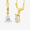 Boucles d'oreilles dormeuses oxyde de zirconium poire et or jaune 750‰ SO OR
