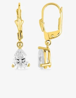 Boucles d'oreilles dormeuses oxyde de zirconium poire et or jaune 750‰ SO OR