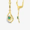 Boucles d'oreilles dormeuses or jaune 375 ‰, rhodium et émeraude SO OR