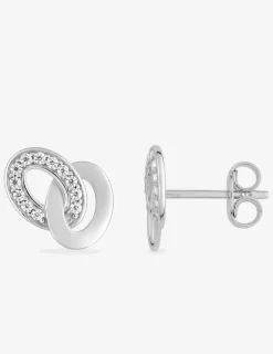 Boucles d'oreilles double ovale argent 925‰ rhodié et oxydes de zirconium SO OR