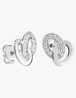 Boucles d'oreilles double ovale argent 925‰ rhodié et oxydes de zirconium SO OR