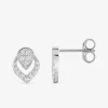Boucles d'oreilles double feuille or blanc 375‰ et oxydes de zirconium SO OR