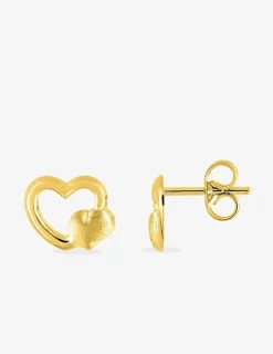 Boucles d'oreilles doubles cœurs or jaune 750 ‰ SO OR