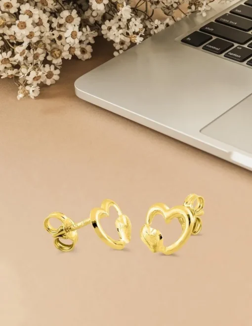 Boucles d'oreilles doubles cœurs or jaune 750 ‰ SO OR