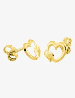 Boucles d'oreilles doubles cœurs or jaune 750 ‰ SO OR
