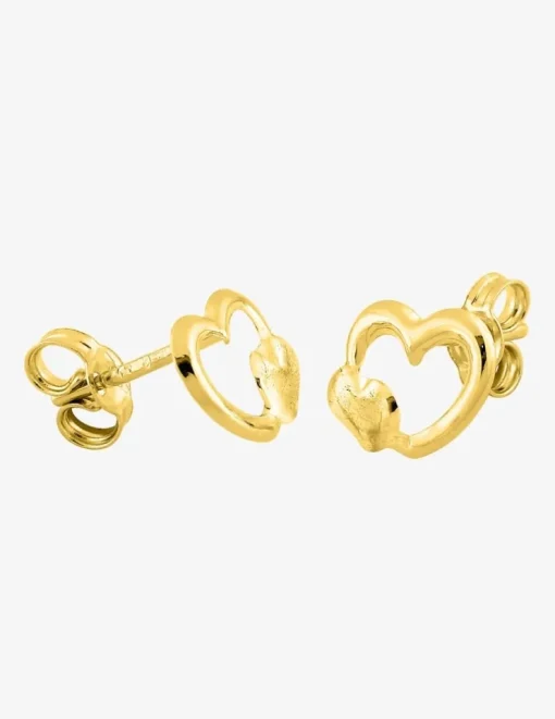 Boucles d'oreilles doubles cœurs or jaune 750 ‰ SO OR