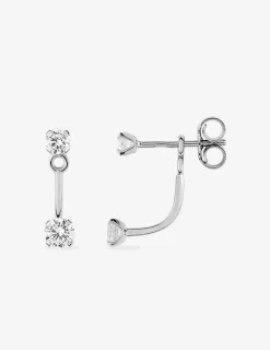 Boucles d'oreilles doubles en or blanc 375‰ et oxyde de zirconium SO OR