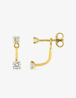 Boucles d'oreilles doubles en or jaune 375‰ et oxyde de zirconium SO OR