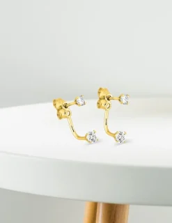 Boucles d'oreilles doubles en or jaune 375‰ et oxyde de zirconium SO OR