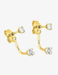 Boucles d'oreilles doubles en or jaune 375‰ et oxyde de zirconium SO OR
