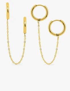 Boucles d'oreilles ear cuff acier doré chaine SO OR