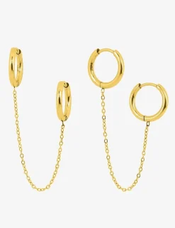 Boucles d'oreilles ear cuff acier doré chaine SO OR
