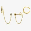 Boucles d'oreilles ear cuff acier doré et cristaux blancs SO OR