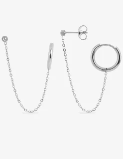 Boucles d'oreilles ear cuff acier et cristal blanc SO OR