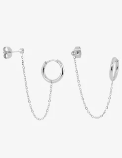 Boucles d'oreilles ear cuff acier et cristal blanc SO OR