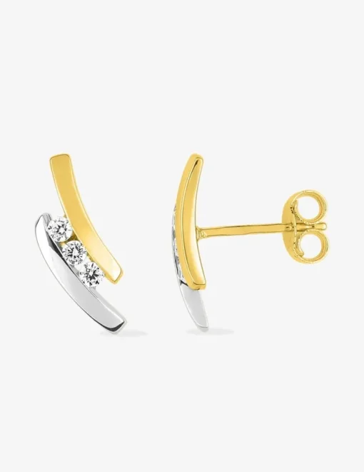 Boucles d'oreilles en or jaune 375‰ et oxyde de zirconium SO OR