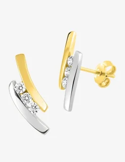 Boucles d'oreilles en or jaune 375‰ et oxyde de zirconium SO OR