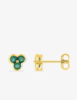 Boucles d'oreilles en or jaune 375‰ et émeraudes SO OR