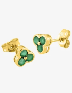 Boucles d'oreilles en or jaune 375‰ et émeraudes SO OR