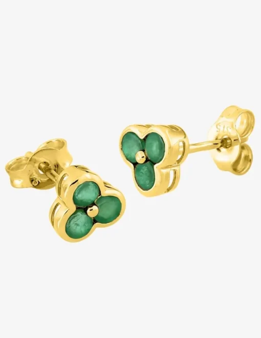 Boucles d'oreilles en or jaune 375‰ et émeraudes SO OR