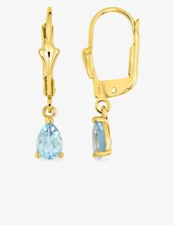 Boucles d'oreilles en or jaune 750 ‰, topaze bleue SO OR