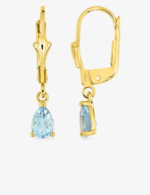 Boucles d'oreilles en or jaune 750 ‰, topaze bleue SO OR