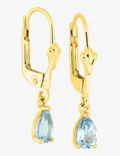 Boucles d'oreilles en or jaune 750 ‰, topaze bleue SO OR