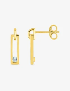 Boucles d'oreilles en or jaune 375 ‰ avec topaze bleue SO OR