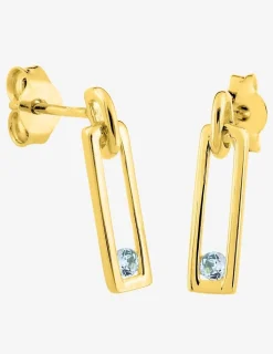Boucles d'oreilles en or jaune 375 ‰ avec topaze bleue SO OR