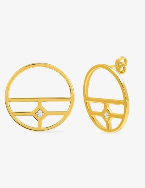 Boucles d'oreilles en plaqué or rondes fantaises et oxyde blanc SO OR
