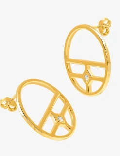 Boucles d'oreilles en plaqué or rondes fantaises et oxyde blanc SO OR