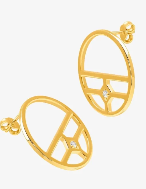 Boucles d'oreilles en plaqué or rondes fantaises et oxyde blanc SO OR