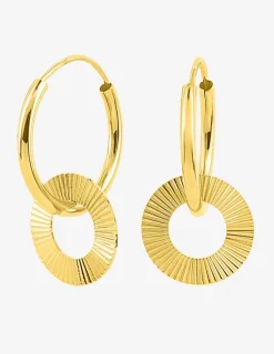 Boucles d'oreilles fantaisie, créoles en or jaune 375 ‰ SO OR