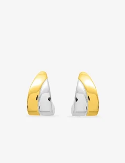 Boucles d'oreilles fantaisie demi-créole électroformées or jaune 750 ‰ et rhodium SO OR