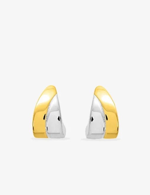 Boucles d'oreilles fantaisie demi-créole électroformées or jaune 750 ‰ et rhodium SO OR