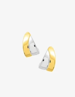 Boucles d'oreilles fantaisie demi-créole électroformées or jaune 750 ‰ et rhodium SO OR
