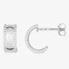 Boucles d'oreilles fantaisie demi-créoles en argent 925‰ rhodié SO OR