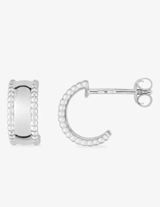 Boucles d'oreilles fantaisie demi-créoles en argent 925‰ rhodié SO OR