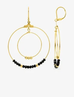 Boucles d'oreilles fantaisie acier noir et doré SO OR
