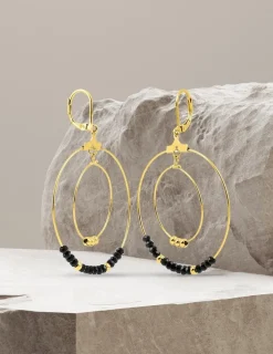 Boucles d'oreilles fantaisie acier noir et doré SO OR